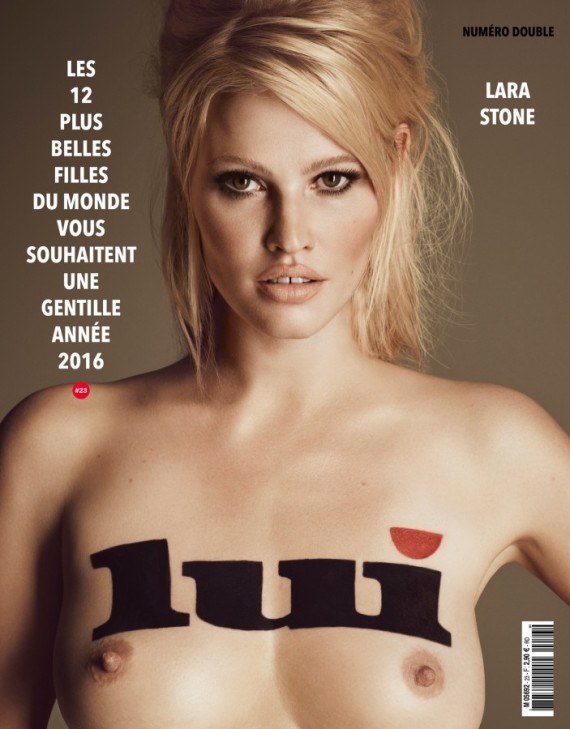 lara stone nue lui magazine seins