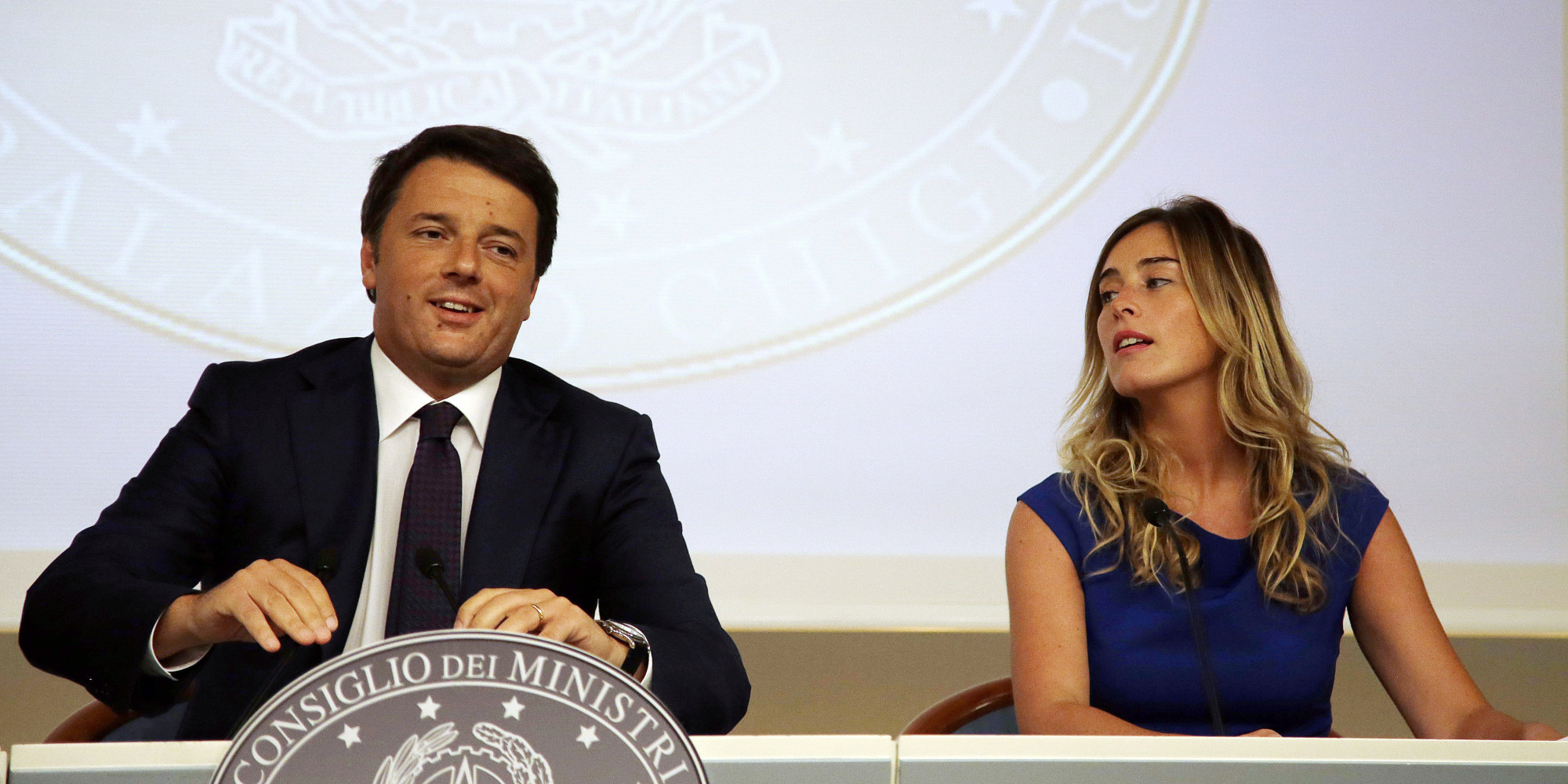 Renzi and his minister for the Constitutional reforms, Maria Elena Boschi.