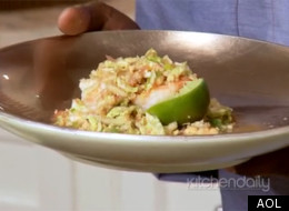 Cabbage And Grapefruit Salad With Sauteed Shrimp