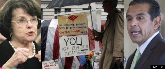 Occupy La Dianne Feinstein Antonio Villaraigosa