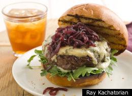 Curtis Stone's Beef Burgers With Red Onion Marmalade And Blue Cheese