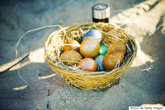 easter eggs sand