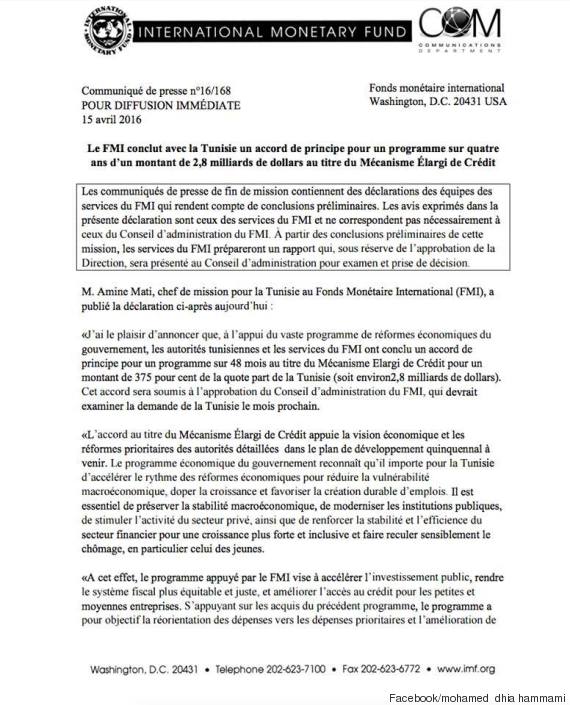 communiqué fmi