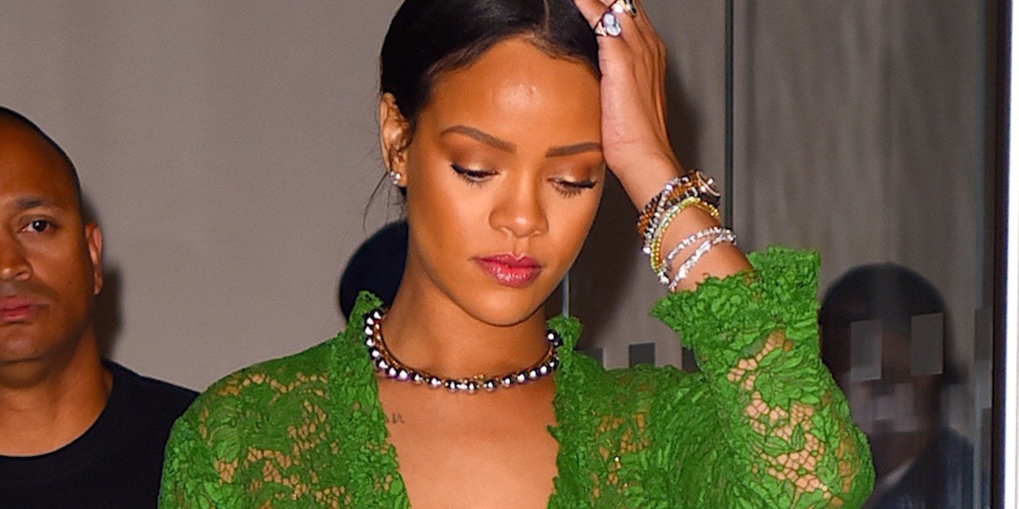 Rihanna Sports 2 Green Dresses In 1 Day In New York City