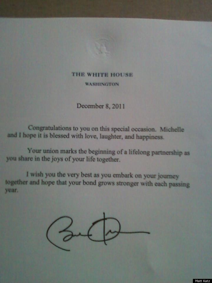 Obama Reportedly Sends Letter To Gay Couple Congratulating Them On