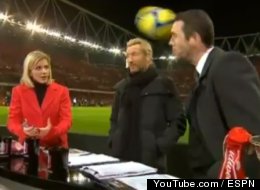WATCH: Martin Keown Hit By Stray Football On-Air