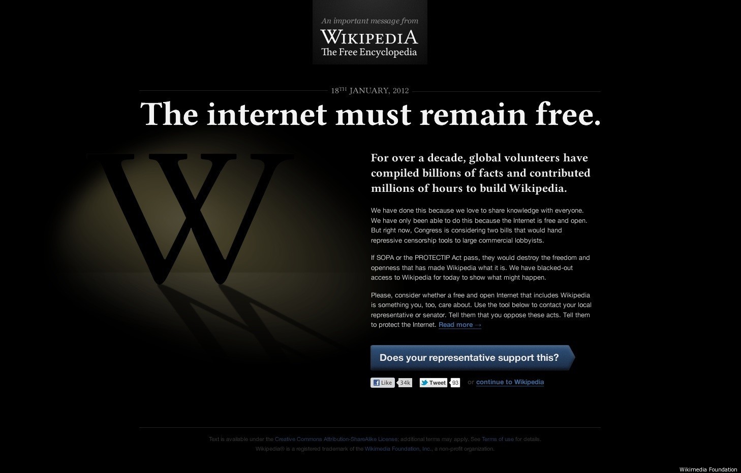 WIKIPEDIA BLACKOUT: Jimmy Wales Announces Protest Of SOPA, PIPA On ...