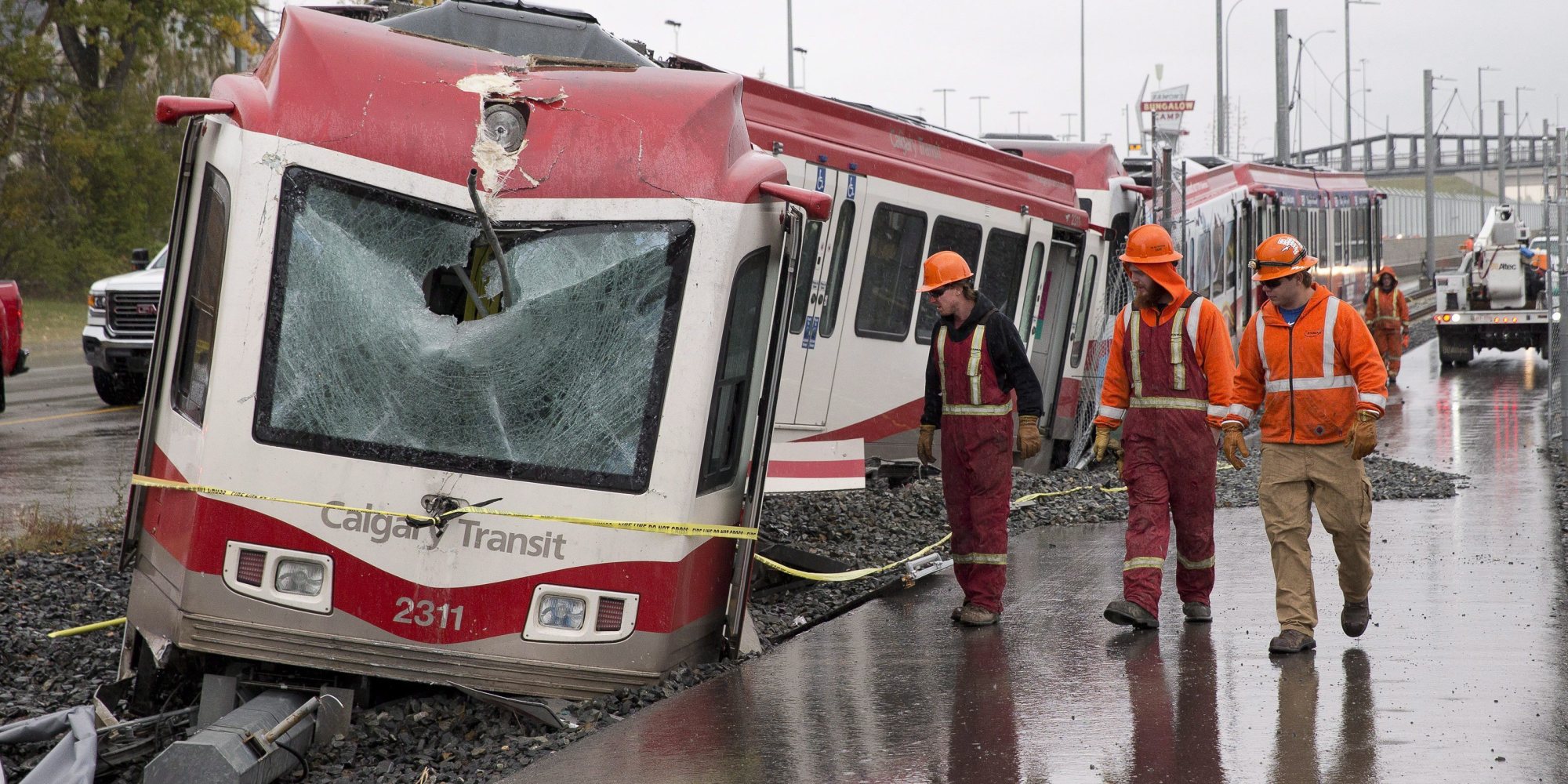 Calgary C Train Derails At Tuscany Station