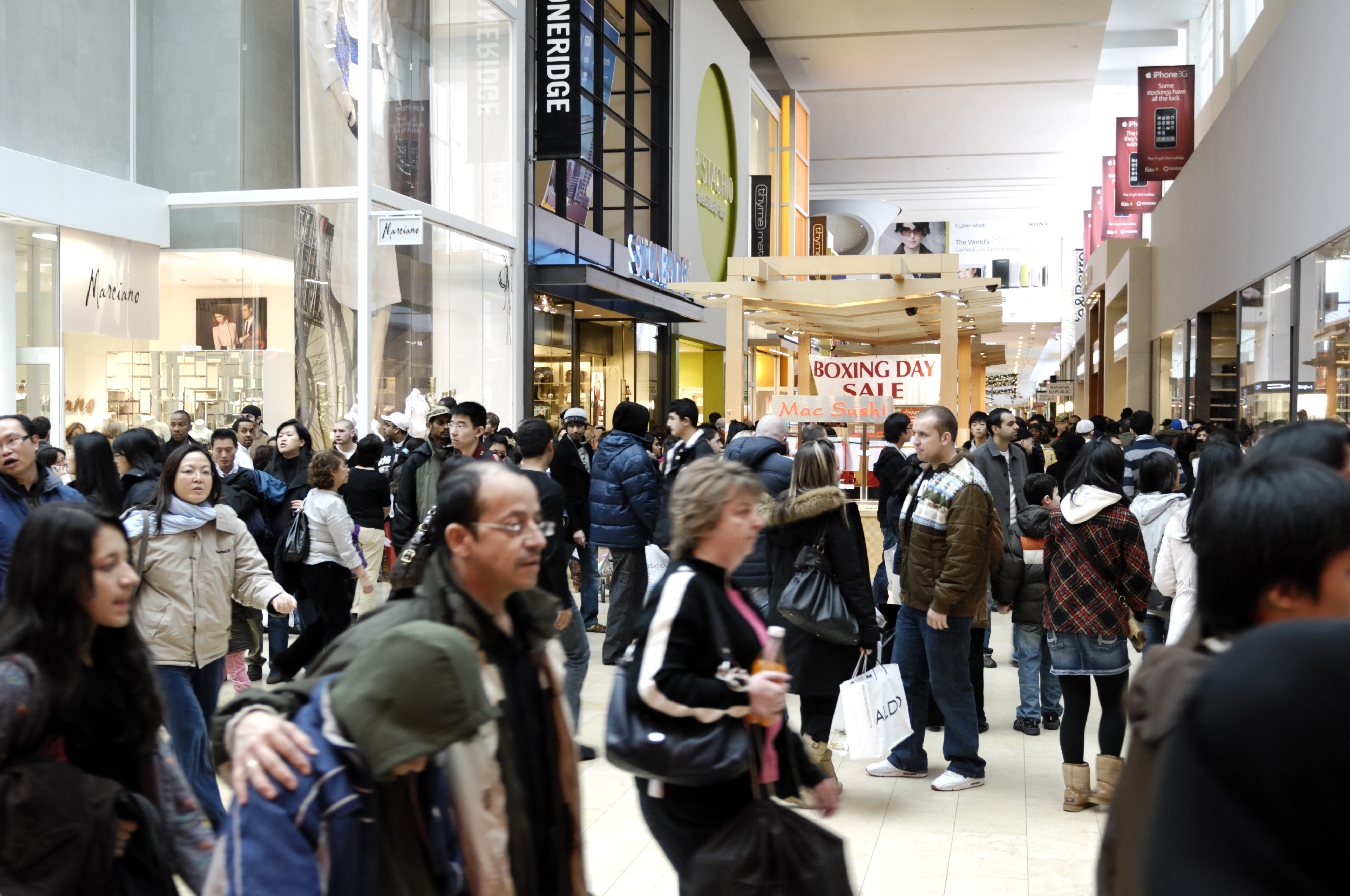 crowds shopping mall toronto