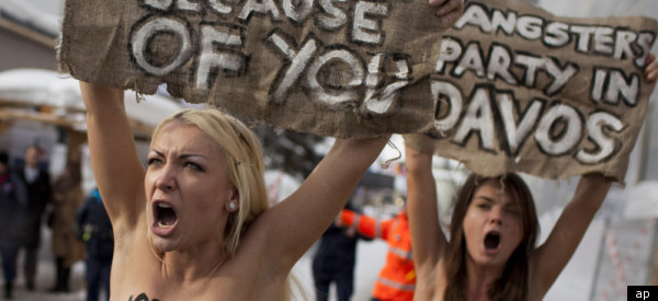 Topless Protest Broken Up At Davos Forum