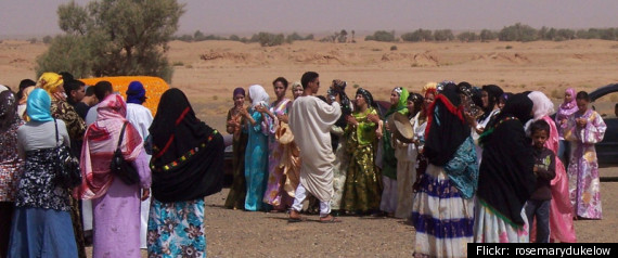 In Morocco women wear very colorful garment to wedding ceremonies