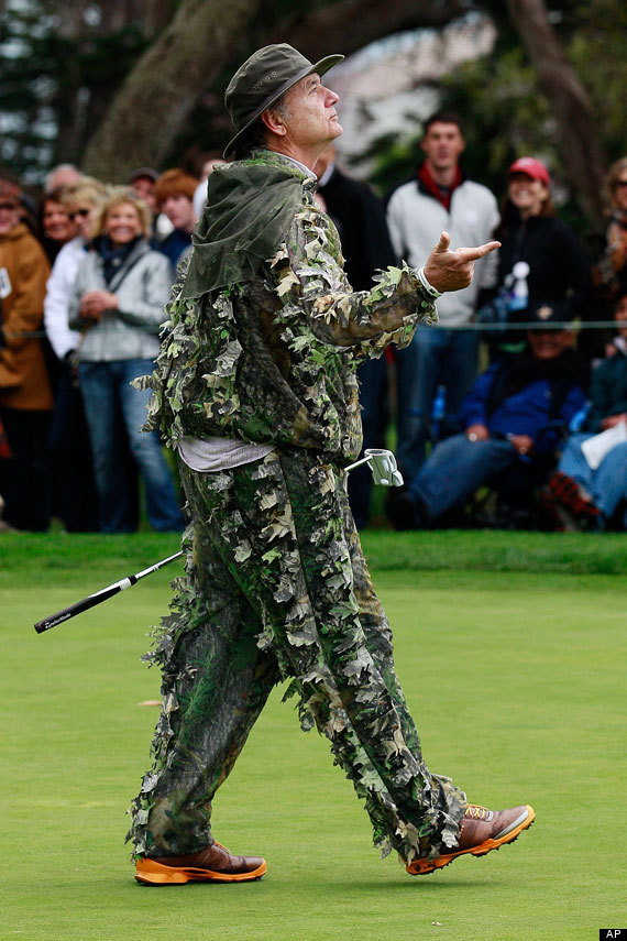 Pebble Beach Bill Murray Wears Camouflage Suit At Golf Tournament 