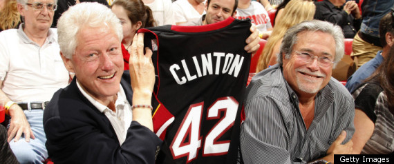 Bill Clinton At Miami Heat Game