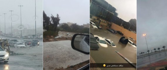 صفارات الإنذار تحذر المواطنين بسبب الأمطار بمدينة أبها والسلطات توقف حركة الطيران.. فيديو وصور