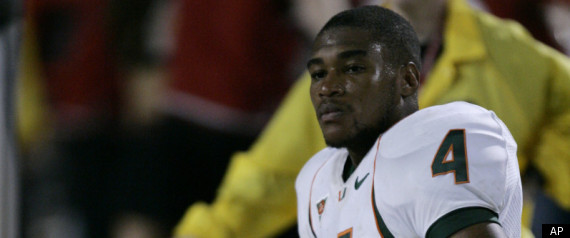 Miami cornerback Glenn Sharpe sits alone on the bench after losing their football game 14-13 to Maryland Saturday, Nov. 11, 2006 in College Park, Md.(AP Photo/Chris Gardner) 