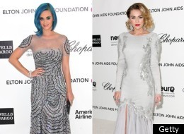 Grey Matter: Miley Cyrus And Katy Perry Attend Elton's Oscars Party