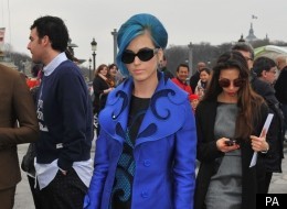 True Blue: Katy Perry Matches Her Coat And Shoes To Her Hair In Paris