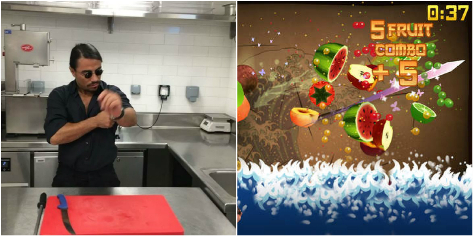 على طريقة لعبة ninja fruit.. بالفيديو الطباخ التركي نصرت يقطِّع الفواكه في الهواء بما فيها البطيخ