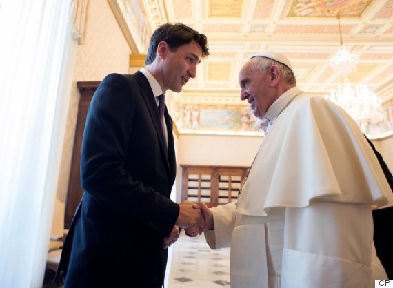 Image result for pm trudeau meets pope francis