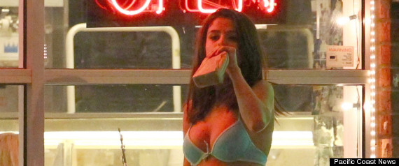 Selena Gomez Drinking