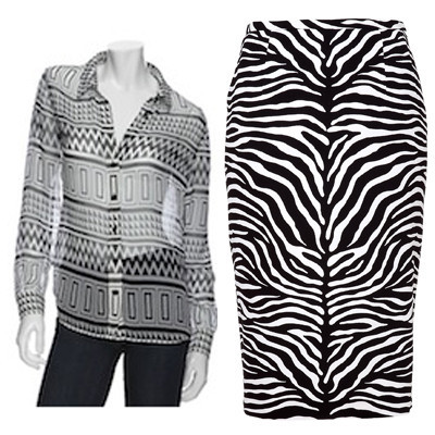 Try black and white zebra print mixed with a checkered print Crazy