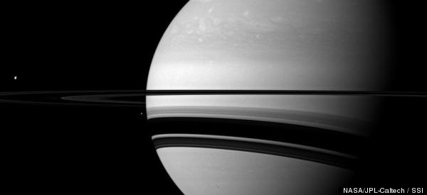 Saturn Photo Shows Moons Tethys And Enceladus In High Resolution