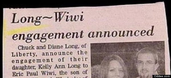 Wedding Announcement Name Fails last name fails wedding announcements that spell disaster Wedding Announcement Name Fails last name fails wedding announcements that spell disaster