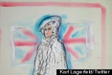 Karl Lagerfeld Sketches Outfit For Queen On French TV