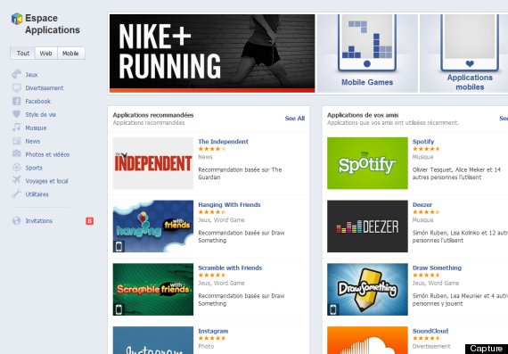 facebook app center
