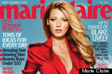 Blake Lively Sizzles In Scarlet Tux Dress For Marie Claire
