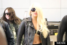 Lady Gaga Lands At LAX Airport In Leather Jacket And Underwear