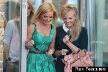 Geri Halliwell And Emma Bunton Colour Co-Ordinate In Green For Spice Girls Catch Up
