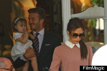 Victoria, David And Harper Dine Out, Victoria In Own Design, Natch