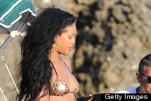 Rihanna Hits Portofino In Little Leopard Print Bikini