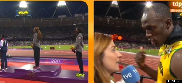 Bolt interrumpe una entrevista con TVE para escuchar un himno