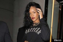 Rihanna Hits The Town In Leather Mini And Snakeskin Knee-Highs