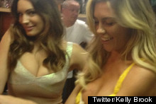 Pulling Pints: Kelly Brook And Abbey Clancy Turn Barmaids AT LFW After-Show Party