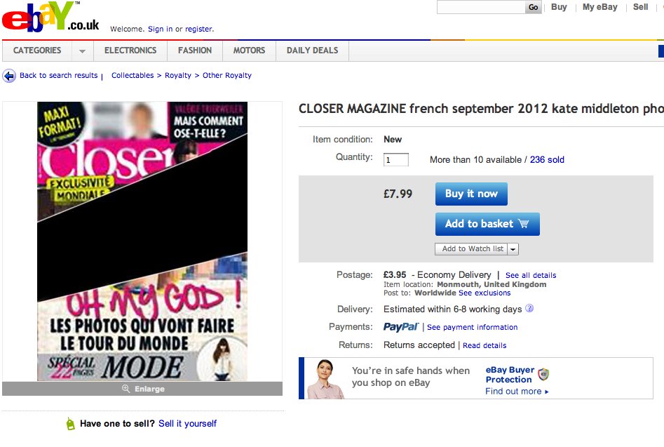 ebay kate middleton closer