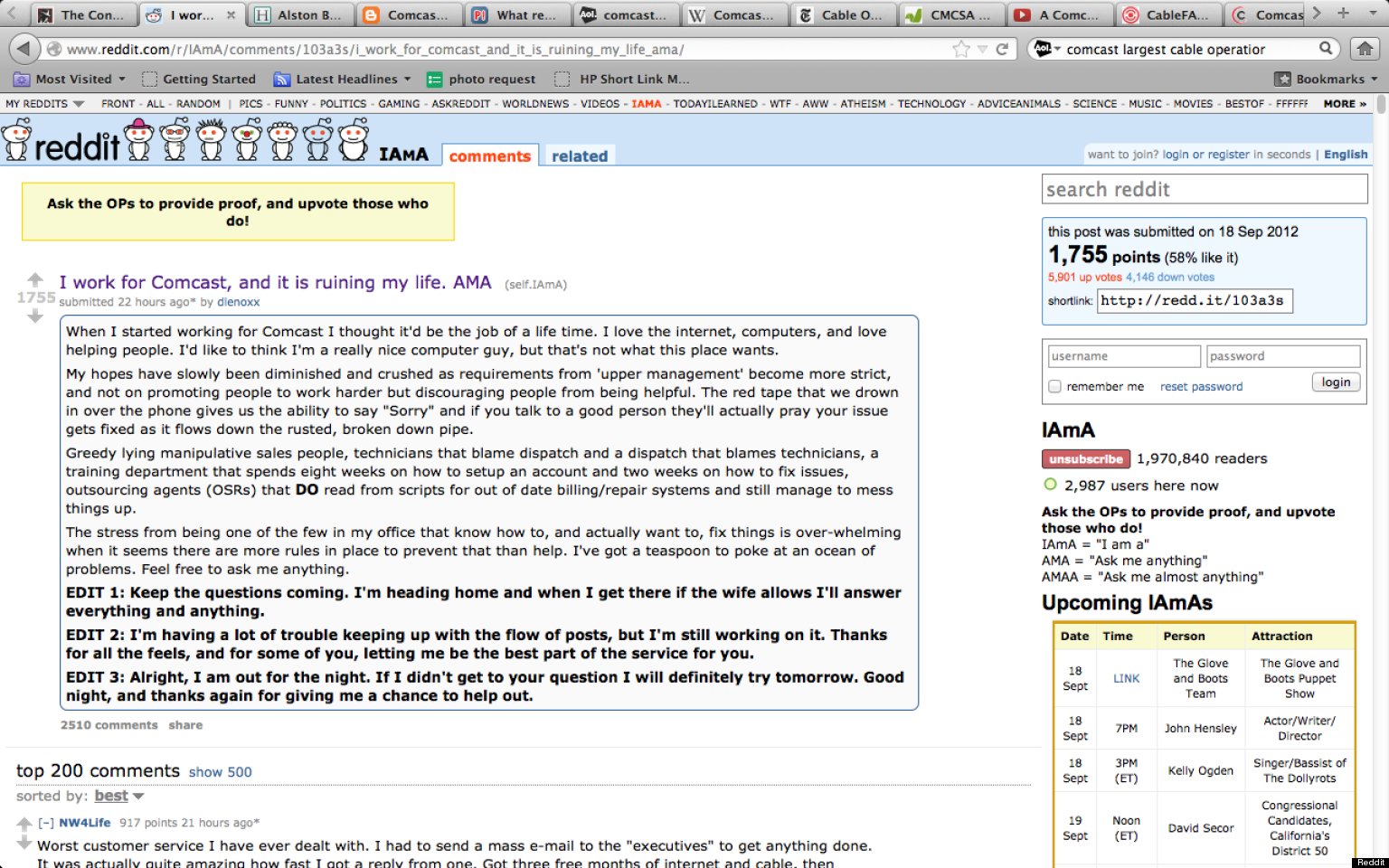 Comcast Employee Tells World He Hates His Job In Reddit AMA Post HuffPost