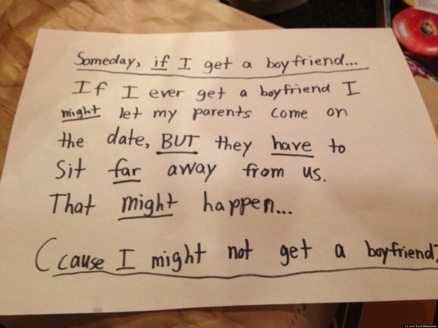 Cute Kid Note Of The Day: 'If I Get A Boyfriend' | HuffPost