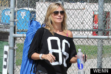 Heidi Klum Shows Off Sporty Style At Son's Football Game In LA