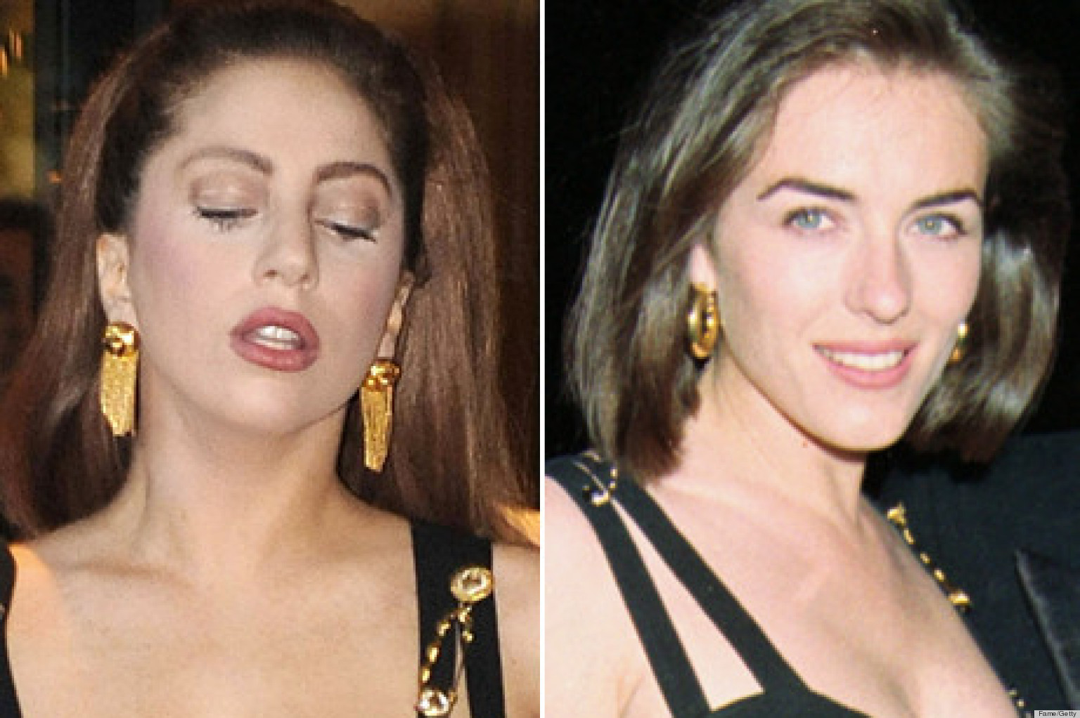 Lady Gaga Wears Elizabeth Hurley's Safety Pin Dress By Versace (PHOTOS