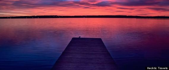Dock In Alberta At Sunset