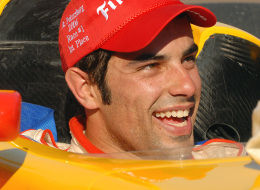 Raphael Matos, of Brazil, smiles after winning the IRL Indy Pro Series