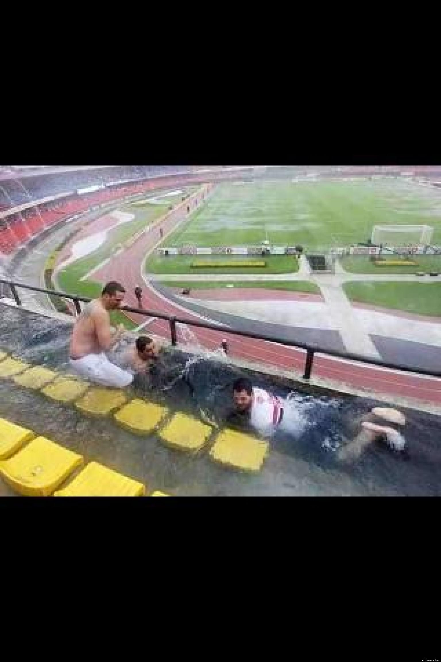 England Fans Have A Stadium Bath After Washout In Poland HuffPost UK