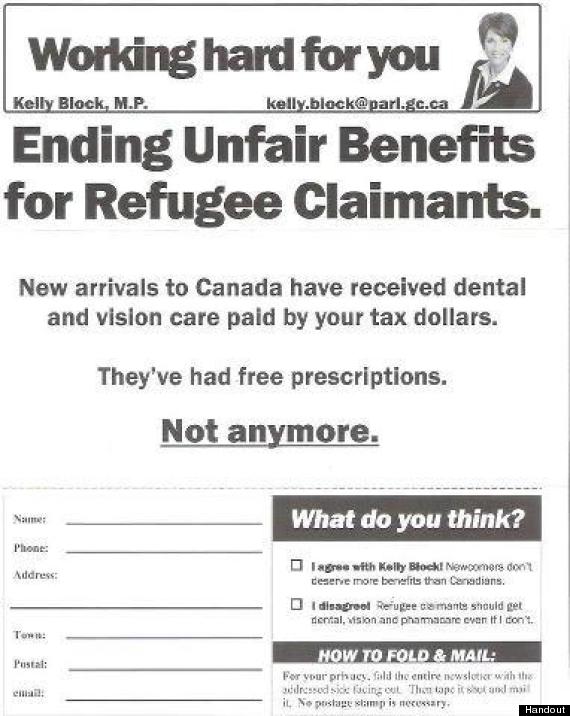 "Ending Unfair Benefits for Refugee Claimants. New arrivals to Canada have received dental and vision care paid for by your tax dollars. NOT ANYMORE"