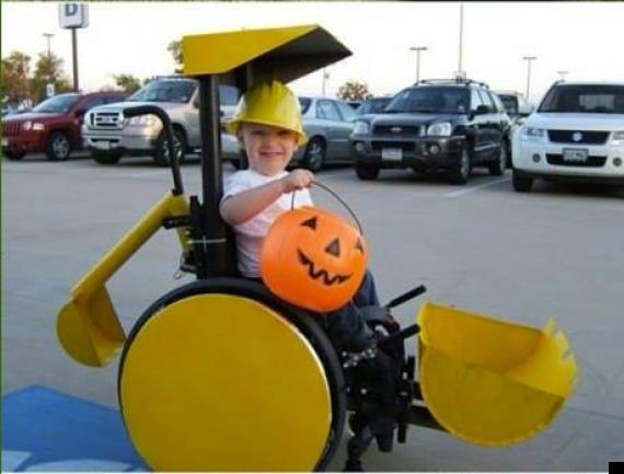 Halloween 2012 Little Boys Wheelchair Is Transformed Into A Digger
