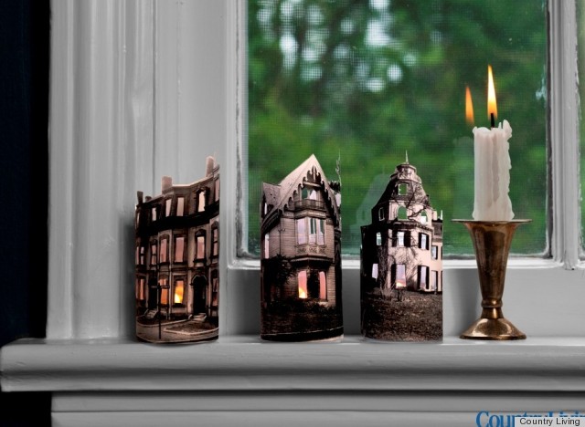 Halloween Decorations: Mini Ghost Town Candles From Country Living