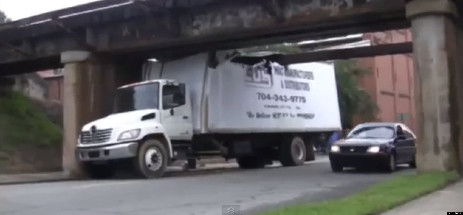 Trucks Crash Into Bridge In North Carolina Over & Over Again (VIDEO
