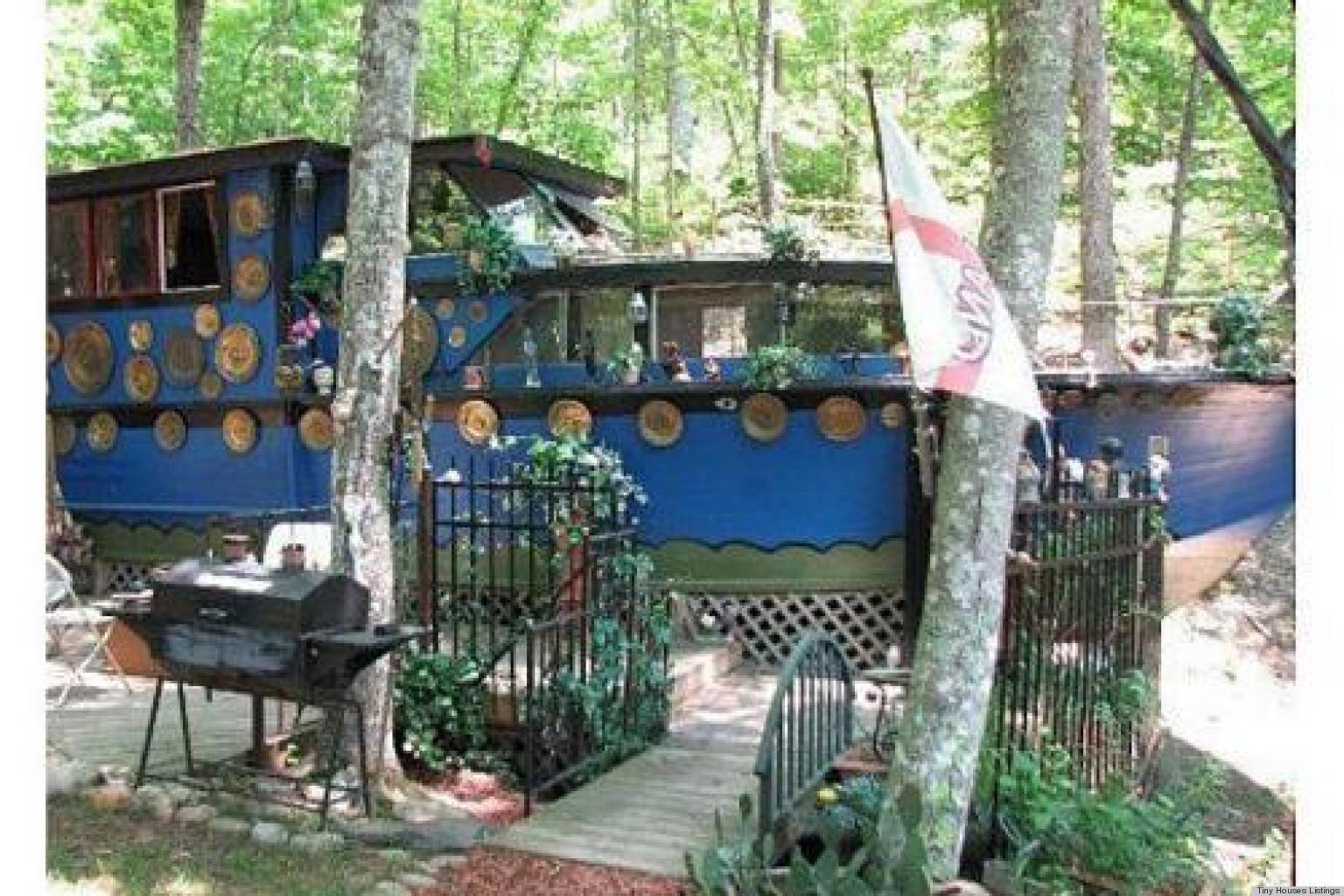 Tiny Homes Converted Houseboat Restored On Land (PHOTOS)